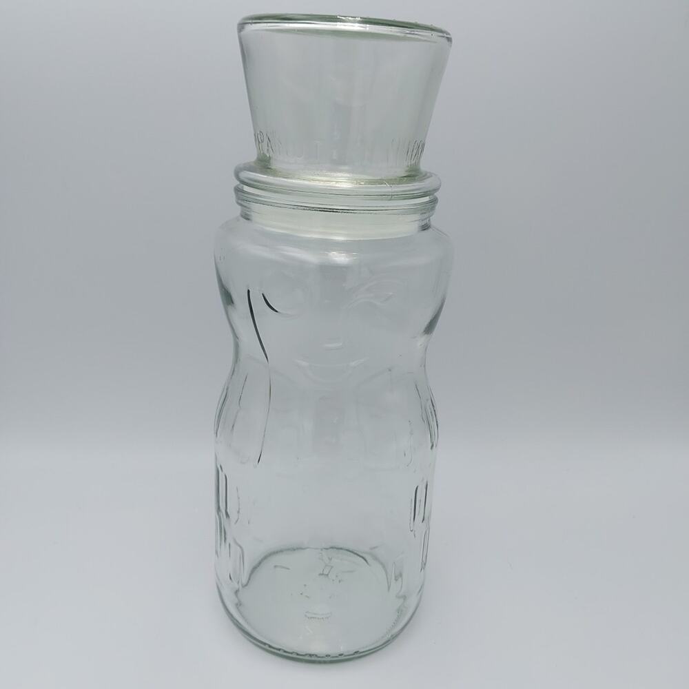 VTG 1991 Planters Mr Peanut Happy Holidays Glass Canister Jar 9.5”‎